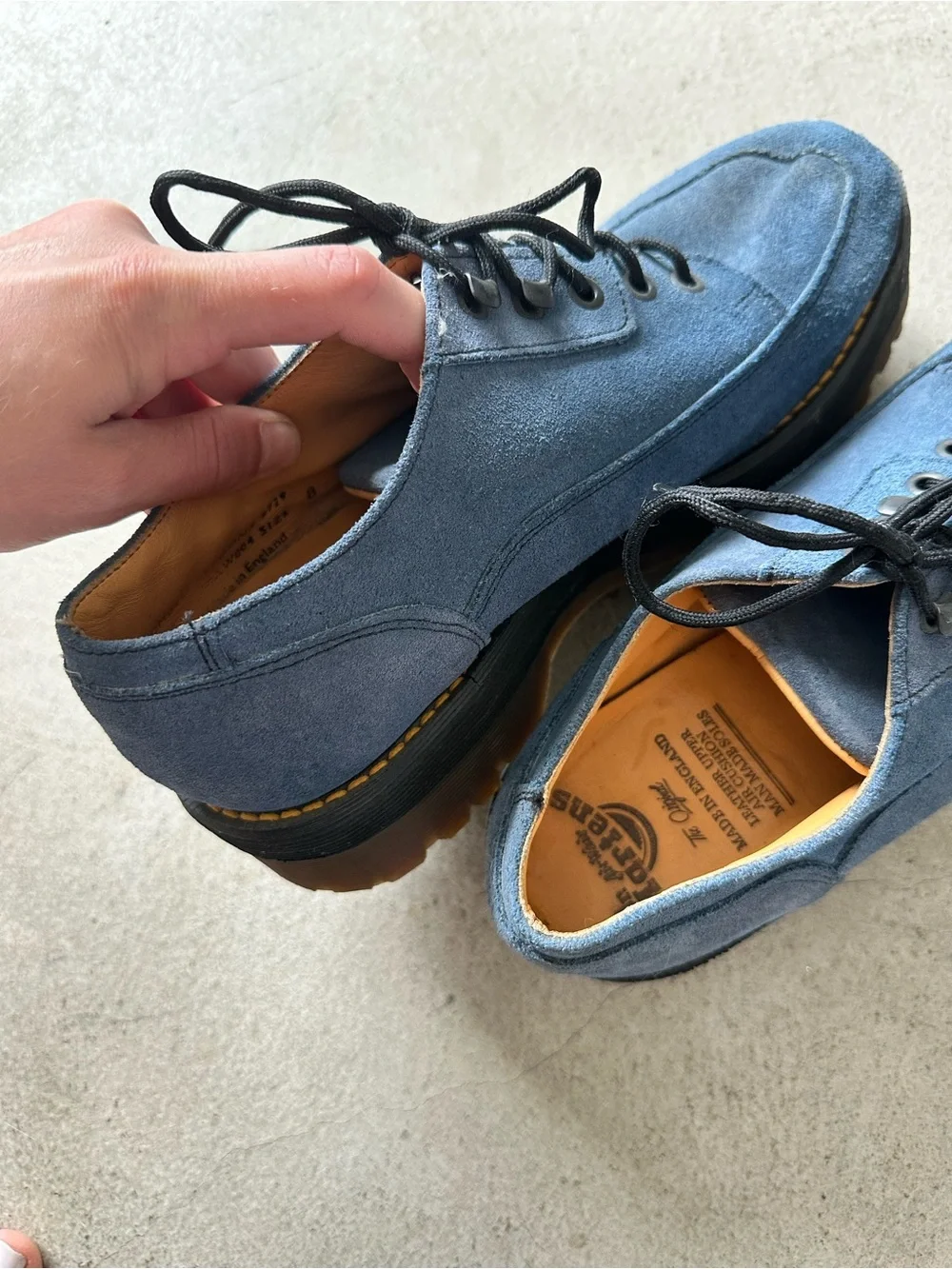 Dr. Martens Blue Suede Lace-Up Derby Shoes